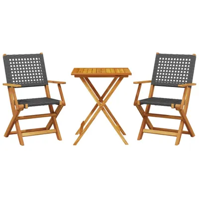 Produktbild von 3-tlg. Bistro-Set Schwarz Poly Rattan und Massivholz