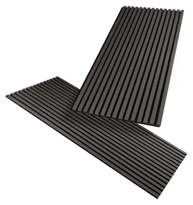 Immagine prodotto di Pannelli acustici HAGEFOL® in legno, dimensioni 120x60 cm, confezione da 2 pezzi, colore: nero, pannelli decorativi in legno per pareti
