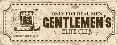 Produktbild von vianmo Holzschild 10x27 cm Whiskey Cigars elite club real men Essen Trinken