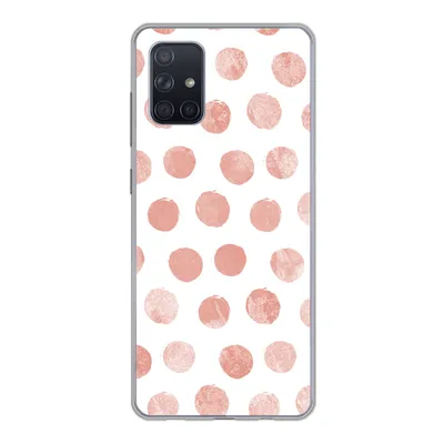 Produktbild von MuchoWow® Handyhülle Schutzhülle Hülle für Samsung Galaxy A51 5G Polka dots - Rosa - Weiß Silikon Softcase Handy Hülle - Abbildung