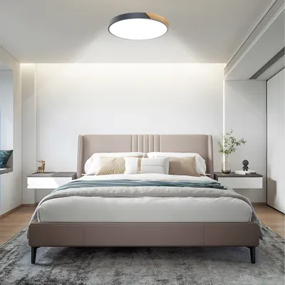 Obrázek produktu pro XMTECH Moderní dřevěné stropní LED svítidlo Ø40 cm, 60 W, studená bílá 6000K-6500K, 4200LM - ideální pro obývací pokoj, kuchyň, jídelnu, chodbu, kancelář a dětský pokoj, šedá barva