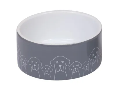 Produktbild von Nobby Keramik Napf Dogs grau-weiß, Maße: Ø 18 x 7 cm