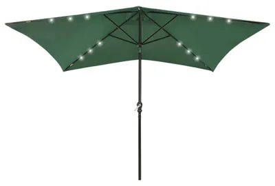 Produktbild von vidaXL Sonnenschirm mit LEDs und Stahl-Mast Grün 2x3 m
