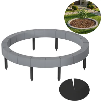 Obrázek produktu pro TRMLBE Ochranný kruh kolem stromu, 60 cm, šedý, okraj trávníku, ochranný kruh kolem stromu z PP plastu, odolný proti povětrnostním vlivům a UV záření, s netkanou textilií proti plevelům