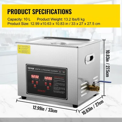 Productafbeelding van Ultrasoon reiniger - Draagbaar - Reinigingsapparaat voor Sieraden en Brillen - Capaciteit 10L - RVS