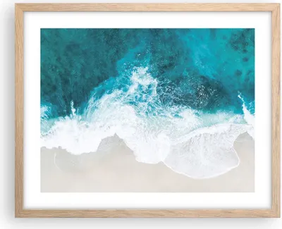 Produktbild von Gerahmtes Poster - Rahmen in heller Eiche - Luftaufnahmen Strand Welle - 50x40 cm - Wand Bild - Wanddeko - Wandbilder - Kunstposter - Wandposter - Bilderrahmen - Bilder - Kunstdruck - P2NAA50x40-4686