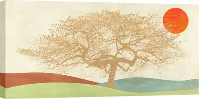 Obrázek produktu pro Obraz na plátně, severský styl - Sayaka Miko, Zlatý strom - 70x35 cm
