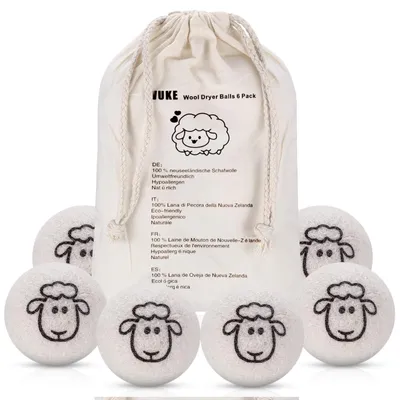 Productafbeelding van Drogerballen drogerbal - 100% schapenwol - 7 cm - 6 stuks - Voor wasdroger