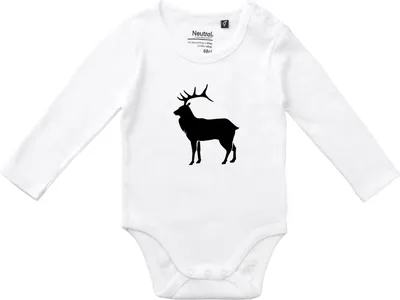 Produktbild von Huuraa Baby Body Hirsch Silhouette 80 White  Baumwolle Fairtrade Langarmbody Geschenkidee
