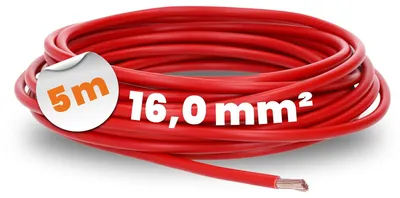 Productafbeelding van 5m H07V-K 16 mm² Rood - Flexibele PVC Enkele Ader - Schakeldraad