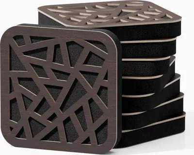 Zdjęcie produktu dla zestaw 8 - Mini panel akustyczny pochłaniający dźwięk | 23 x 23 cm | Kolor: (Wenge, AKAT)