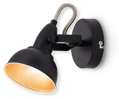 Image de Spot LED 1-flamme orientable - IP20 Ø105 mm Noir/Or - Douille E14 max 40W - Briloner