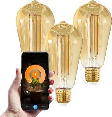 Produktbild von hoftronic Smart E27 LED-Glühlampe 7W 806lm ST64 Bernsteinfarben dimmbar 1800-3000K