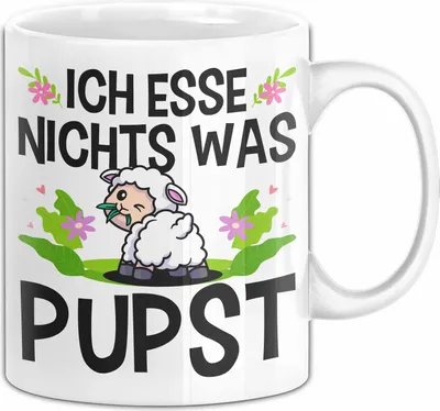 Produktbild von Veganer Tasse Geschenk Ich Esse Nichts Was Pupst Schaf Geburtstag Kaffee-Becher (Weiß)