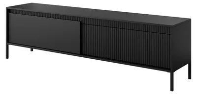 Produktbild von Lowboard TV-Schrank FERRATO 187 cm Schwarz Riffelung grifflos 2D