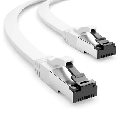 Produktbild von deleyCON 7,5m Cat8 Netzwerkkabel Flach, 40Gbps 2000MHz LAN - Weiß