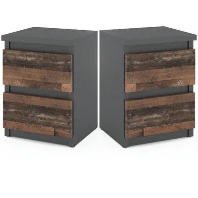 Image de Table de chevet SET de 2 chevets Commode de chevet Meubles modernes avec tiroirs Armoire à tiroirs pour votre chambre à coucher Anthracite Gris Mat - Old Style