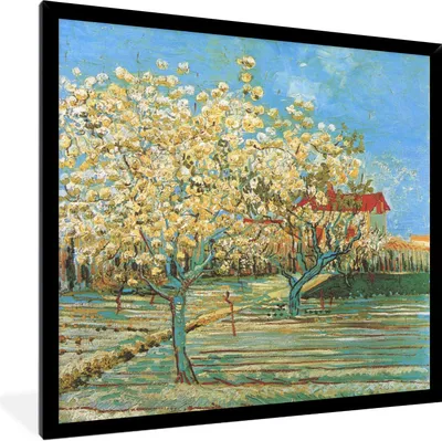 Produktbild von MuchoWow® Gerahmtes Poster Blühender Obstgarten - Vincent van Gogh 40x40 cm - Poster mit Schwarzem Bilderrahmen Wandposter Rahmen Foto Bilder - Mit Rahmen - Wanddekoration Schlafzimmer