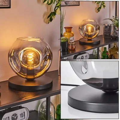 Produktbild von Villamare Tischlampe aus Metall/Glas in Schwarz/Rauchfarben/Klar