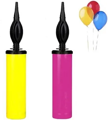 Produktbild von Ballonpumpe mit Doppelhub und schrägem Mundstück für Ballons und Yogabälle, Rosa-Gelb