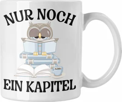 Produktbild von Trendation - Nur Noch Ein Kapitel Tasse für Leseratte Geschenk Bücher Lesen (Weiß)