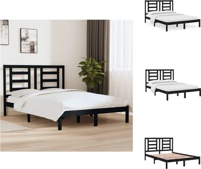 Produktbild von vidaXL Massivholzbett Schwarz Kiefer 140x190 cm -  Betten & Bettgestelle