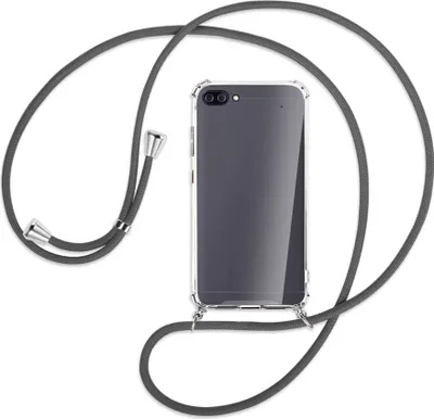 Produktbild von Handykette Backcover-Schutzhülle mit Band (Metall silberfarben) für Asus Zenfone 4 Max (Pro/Plus) - dunkelgrau