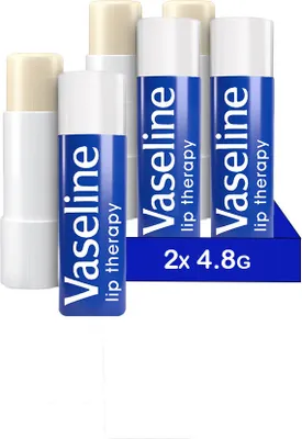 Produktbild von Vaseline Lip Therapy das Original, Pflegender Lippenbalsam, Lippenstift mit Vitamin E und Vaselinegel, Doppelpack (1x 2 x 4.8g)