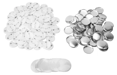 Productafbeelding van Knopen- en speldenset - 100 sets met roestvrijstalen achterkant - Accessoires voor kleding en knutselprojecten - Witmetaal en kunststof, 25 mm