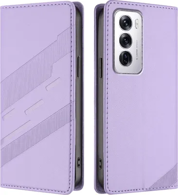 Obrázek produktu pro Pouzdro pro Oppo Reno12,Polyuretankožené peněženkové pouzdro s přihrádkou na karty a funkcí stojánku Violett