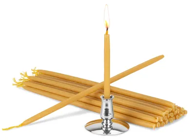 Bienenwachskerzen-Set mit Halter, 24 cm, 25 Stück, handgefertigt