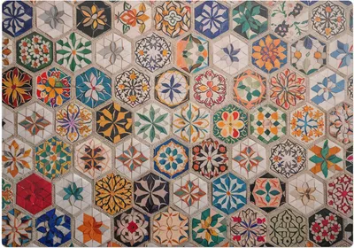 Produktbild von Blumenmosaik – Bodenschutzmatte – Stuhlunterlage 100x100 cm – Rutschfest – Hartbodenmatte