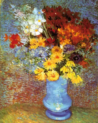 Zdjęcie produktu dla Obraz z nadrukiem Vincent Van Gogh - Wazon ze stokrotkami i zawilcami, 1887 (50 x 40 cm)