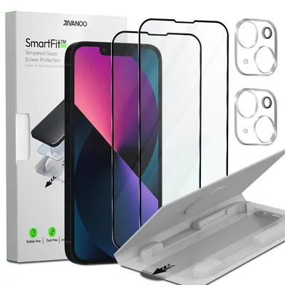 Produktbild von 2-Pack iPhone 13 Displayschutzfolie & 2-Pack Kameraschutz - Gehärtetes Glas | [Automatische Installation] - Blasenfrei