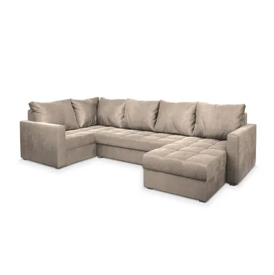 Produktbild von Masseno Ecksofa LORIVO L-S mit Schlaffunktion U-Form, Sofa mit Bettkasten, Wohnzimmersofa, Couch, Soffa, Bettsofa, Couchgarnitur- Beige, PAROS 02