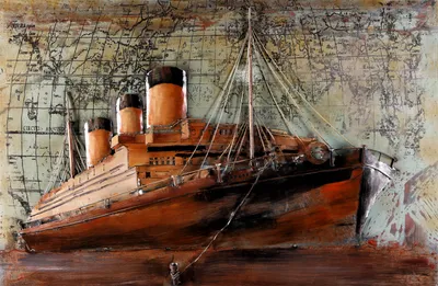 Produktbild von Wandbild 3D Metallbild Vessel Rusty gold 120x80cm Relief Unikat handgefertigt