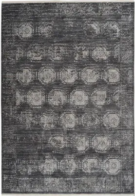 Produktbild von Qiyano Teppich Kurzflor für Wohnzimmer mit Fransen geometrisch weich Anthrazit, 200 x 290 cm
