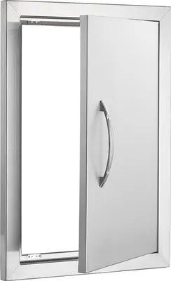 Immagine prodotto di SucceBuy Porta di accesso al barbecue, 355 x 508 mm, porta singola per cucina esterna. Montata ad incasso in acciaio inox. Montaggio verticale a parete con maniglia per isola barbecue e stazione barbecue