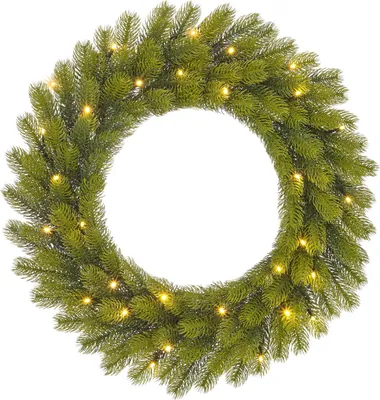 Produktbild von Black Box Trees Nigata Weihnachtskranz mit LED-Lichtern - Ø60 cm - Grün