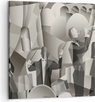 Produktbild von Bild auf Leinwand - Leinwandbild - Jazz Musik Musiker - 60x60cm - Wand Bild - Wanddeko - Wandbilder - Leinwanddruck - Bilder - Kunstdruck - Wanddekoration - Leinwand bilder - Wandkunst - AC60x60-4119