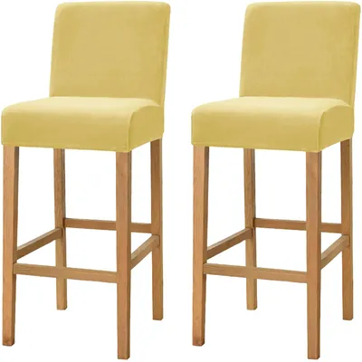 Stuhlhussen für Barhocker, Samt, 2er-Set, Gelb, Antirutsch