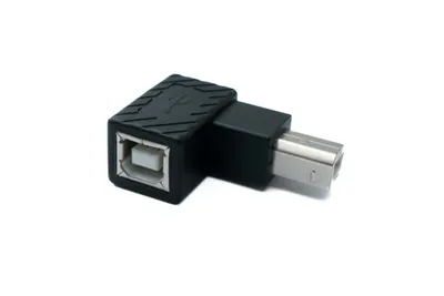 Produktbild von SYSTEM-S USB 2.0 Adapter Typ B Stecker zu Buchse rechts gewinkelt Winkel Kabel in Schwarz