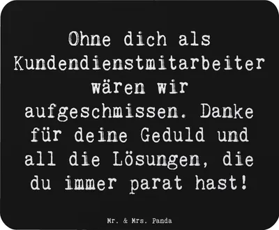 Produktbild von Mr. & Mrs. Panda Mauspad Spruch Kundendienstmitarbeiter Held - Schwarz - Geschenk, liebevolle Geschenke, Bedanken, Danke, Dankeschön, laptop, Herzstück, Botschaft, pc