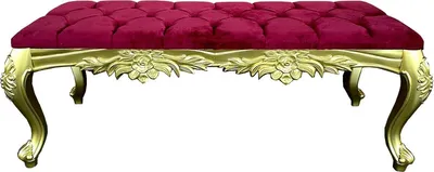 Produktbild von Casa Padrino Barock Sitzbank Bordeauxrot / Gold - Handgefertigte Bank im Barockstil - Barock Möbel