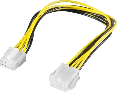 Produktbild von Internes Stromkabel 8-Pin EPS (schwarz/gelb, 28cm)