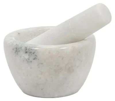 Produktbild von Mörser LUNO aus massivem Marmor, schwer und ergonomisch geformt, Ø 10 cm