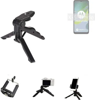 Produktbild von K-S-Trade Stativ Tisch-Ständer Dreibein Handy-Stativ Ständer kompatibel mit Motorola Moto E13 Mini-Stativ Smartphone Tripod Handy-Stativ aus Plastik