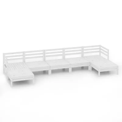 Produktbild von 7-tlg. Garten-Lounge-Set Weiß Massivholz Kiefer