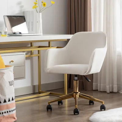 Produktbild von Einzelsessel, Bürodrehstuhl aus Samtstoff für das Innenbüro mit goldenen Beinen,Sessel
