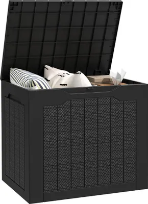Image de Outsunny Coffre de rangement extšŠrieur 93L avec poignšŠes encastršŠes, malle de rangement extšŠrieur šŠtanche pour jardin terrasse, 56 x 41 x 50 cm, noir